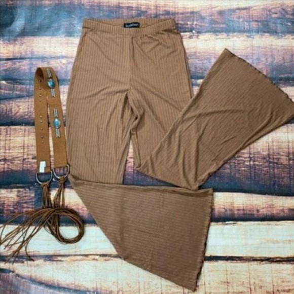 Pants - Bell Bottoms - Stretchy Brown Bells Pants